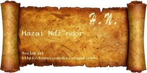 Hazai Nándor névjegykártya